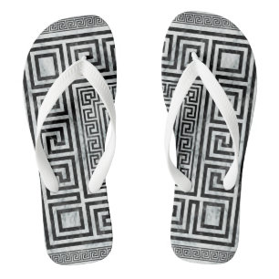 Chanclas Metro griego - Mármol blanco y negro de clave gri