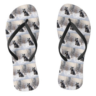 Chanclas Miniature Schnauzer Deja que nieve Navidad