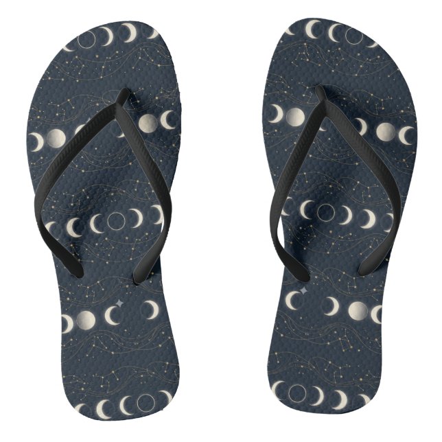 Chanclas Minimalist Lunar Phases Pattern with Stars and Nig (Plantilla)