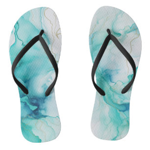 Chanclas Mint Aqua Ink Marble