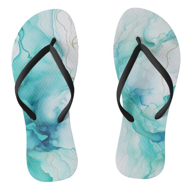 Chanclas Mint Aqua Ink Marble (Plantilla)