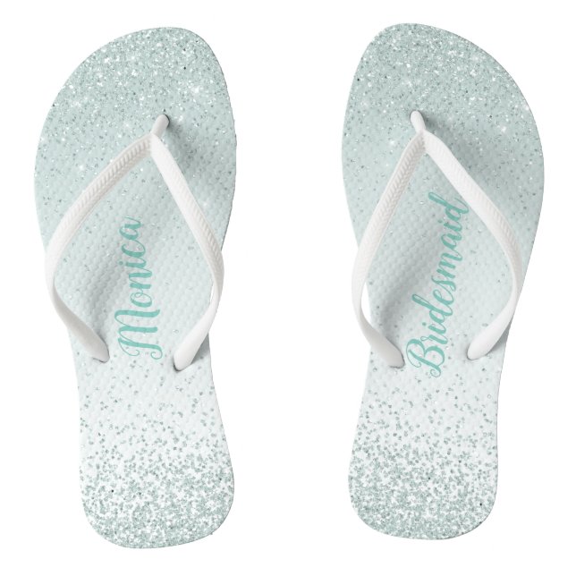 Chanclas Mint Green Bridesmaid Boda Flip Flops (Plantilla)