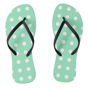 Chanclas Mint Green White Dots Plantilla moderna de moda