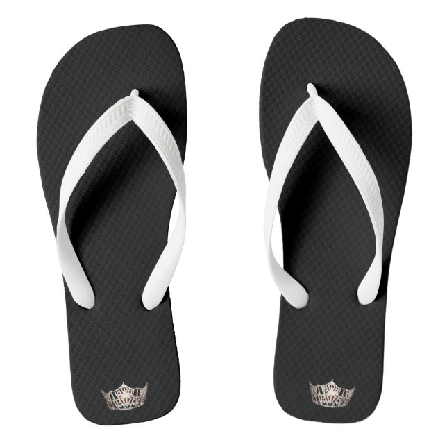 Chanclas Miss América Adultos Blue Crown White Flip Flops (Plantilla)