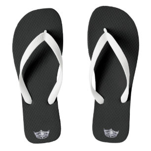 Chanclas Miss América Adultos Plata Crown White Flip Flops