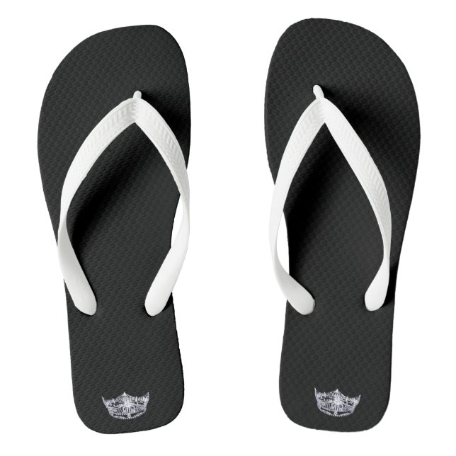 Chanclas Miss América Adultos Plata Crown White Flip Flops (Plantilla)