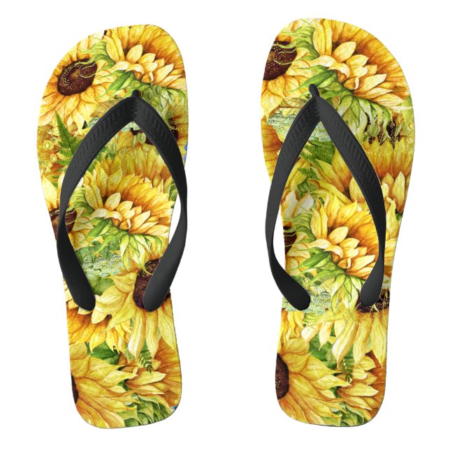 Chanclas MixNMatch Blooming Hermosos Sunflowers Flip Flops (Plantilla)