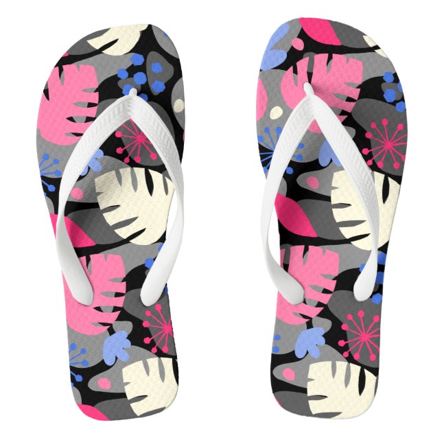 Chanclas Mod Monstera Leaf Resumen Tropical Hawaiano-Gris (Plantilla)