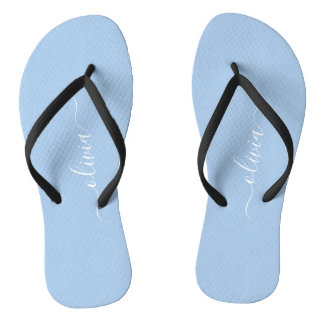 Chanclas Moda azul pastel monograma minimalista Flip Flops
