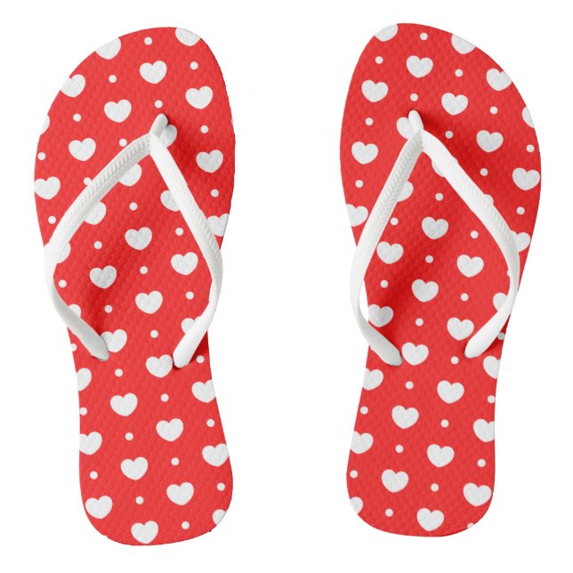 Chanclas Moda Corazón Rojo Mujeres Flip Flops (Plantilla)