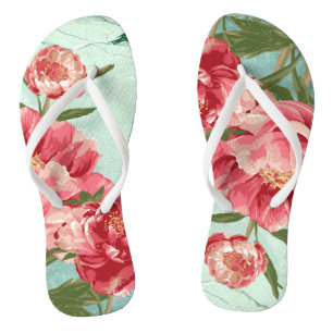 Chanclas Moda de la flor retro de bonito Chintz Peony n Bir
