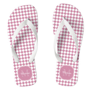 Chanclas Moda de nombre monogramada Rosa de cachemira verif