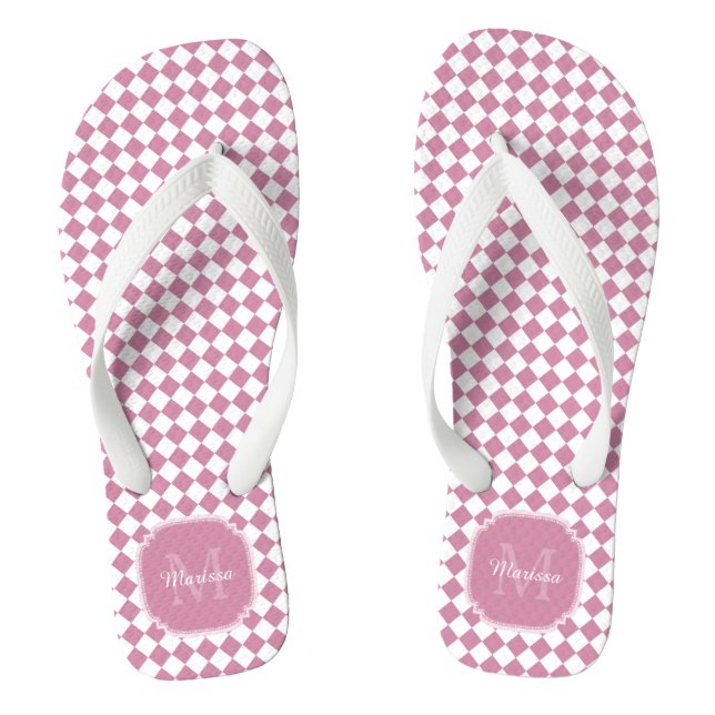 Chanclas Moda de nombre monogramada Rosa de cachemira verif (Plantilla)