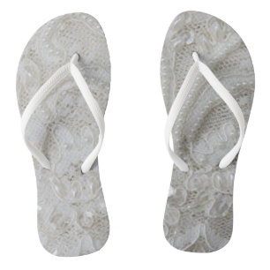 Chanclas moda elegante  blanca encaje perla diamante de imi
