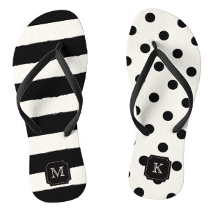 Chanclas Moda elegante Monograma de puntas y rayas negras m