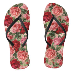 Chanclas Moda Elegante Vintage Roses Roses Rosa Floral