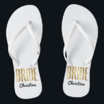Chanclas Moda Faux Gold Bride Boda Bachelorette<br><div class="desc">Elegante,  moda y diseño falso de la impresión de oro,  flechas de rollo de la brida de keepsake. Este diseño clásico y sofisticado es perfecto para una Novia elegante,  moderna y elegante. Úsalos a tu despedida de soltera o a cualquier evento pre-boda. Todo el diseño de impresión fotográfica.</div>