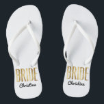 Chanclas Moda Faux Gold Bride Boda Bachelorette<br><div class="desc">Elegante,  moda y diseño falso de la impresión de oro,  flechas de rollo de la brida de keepsake. Este diseño clásico y sofisticado es perfecto para una Novia elegante,  moderna y elegante. Úsalos a tu despedida de soltera o a cualquier evento pre-boda. Todo el diseño de impresión fotográfica.</div>