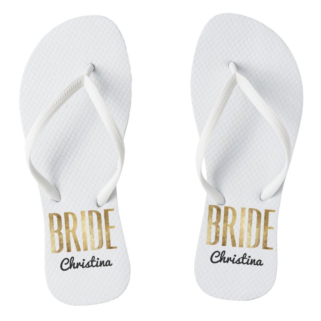 Chanclas Moda Faux Gold Bride Boda Bachelorette (Plantilla)