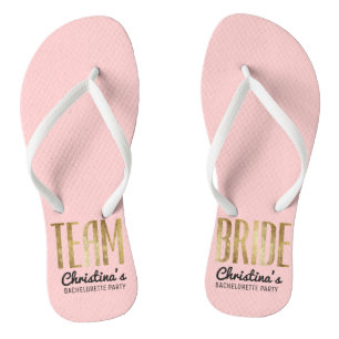 Chanclas Moda Faux Gold Team Bride Boda Bachelorette