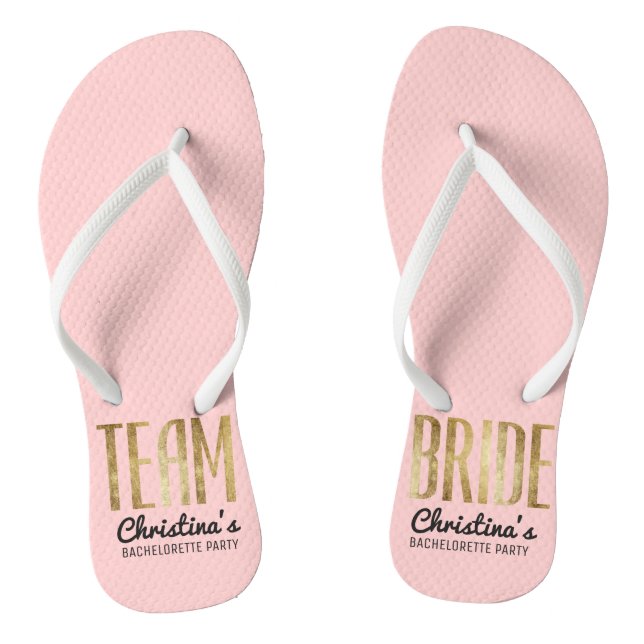 Chanclas Moda Faux Gold Team Bride Boda Bachelorette (Plantilla)