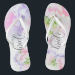 Chanclas Moda FLORAL BODA HORMIGÓN<br><div class="desc">Bride Sandals para igualar la colección- Floral Moda Boda Sweet Peas en rosa y lavanda con bonito caligrafía y fuentes modernas</div>