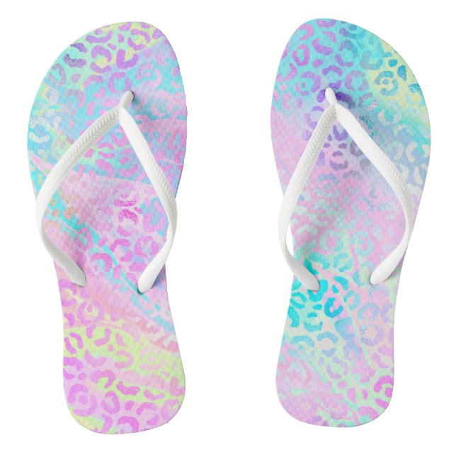 Chanclas Moda Girly Rainbow Shimmer Leopard Print (Plantilla)