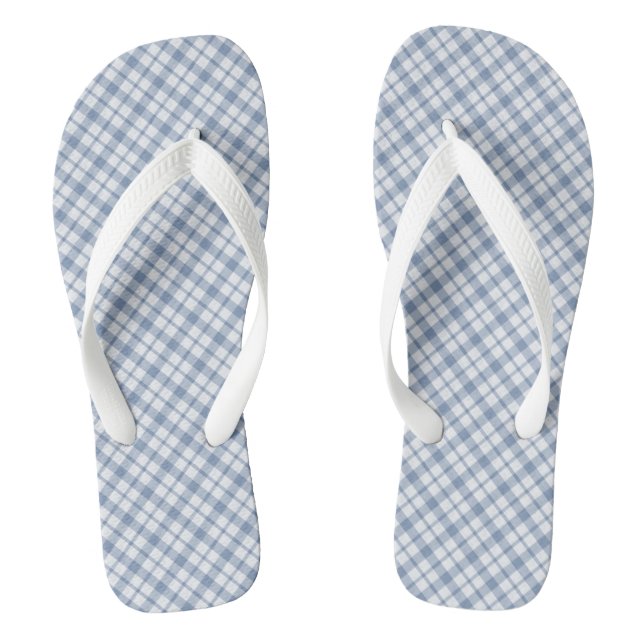 Chanclas Moda Indigo azul y blanco Preppy Check Flip Flops (Plantilla)
