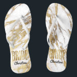 Chanclas Moda Oro Marble Blanco Boda Bachelorette<br><div class="desc">Elegante,  moda y modernos estampados en imitación de oro y mármol blanco,  chanclas de trineo de estilo Bride keepsake. Este diseño clásico y sofisticado es perfecto para una Novia elegante,  moderna y elegante. Úsalos a tu despedida de soltera o a cualquier evento pre-boda. Todo el diseño de impresión fotográfica.</div>