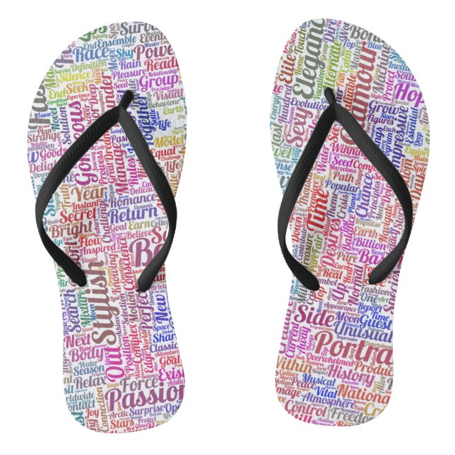 Chanclas Mode Cheveux Motif Texte Nuage de Mots (Plantilla)
