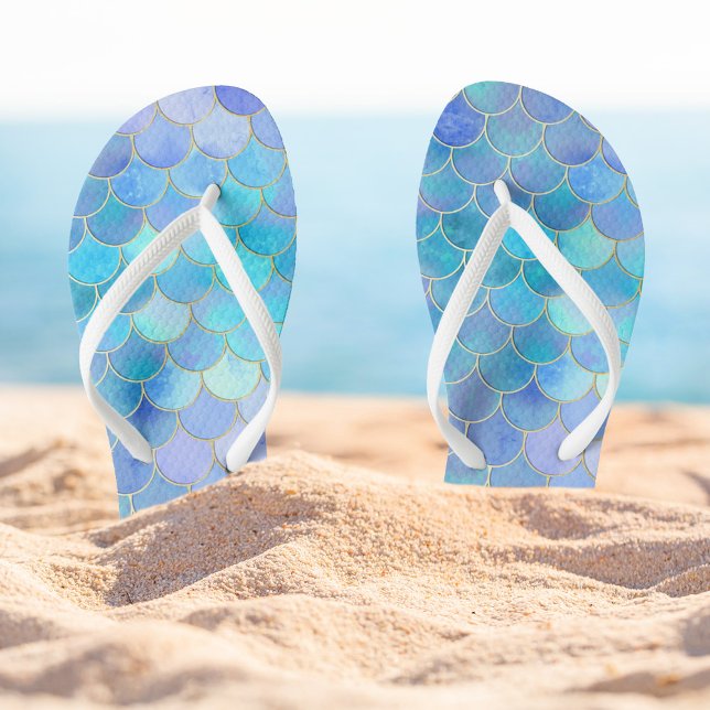 Chanclas Modelo Aqua Pearlescent & Gold Mermaid (Subido por el creador)