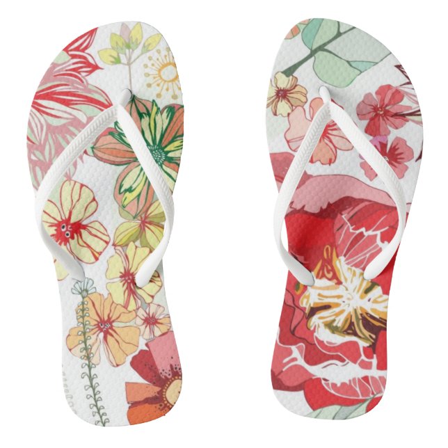 Chanclas Modelo con las flores rojas (Plantilla)