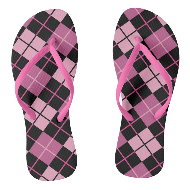 Chanclas Modelo de Argyle en negro y rosa (Plantilla)