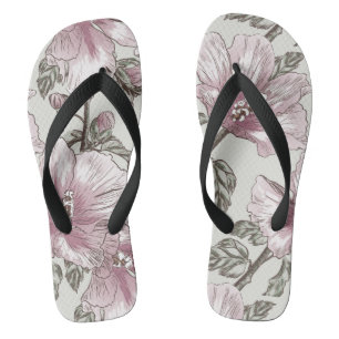 Chanclas Modelo de flores rosado silenciado del hibisco