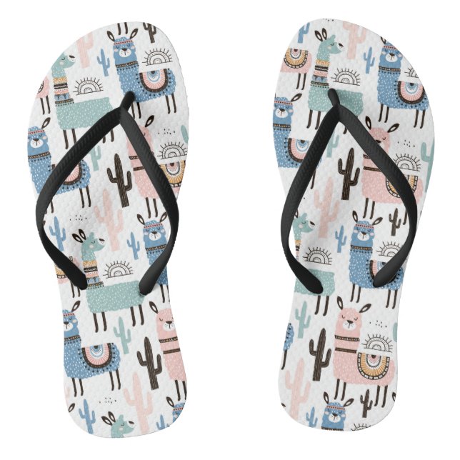 Chanclas Modelo de la llama y del cactus en azul, verde y (Plantilla)
