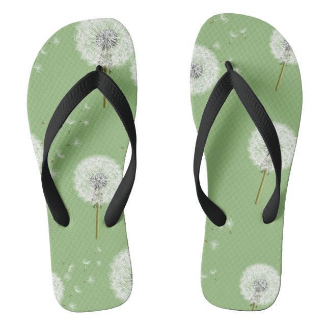 Chanclas Modelo del diente de león en fondo verde (Plantilla)