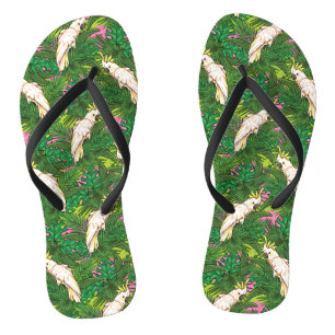Chanclas Modelo del loro con las hojas de palma