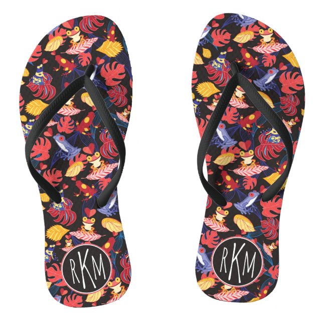 Chanclas Modelo del monograma de las ranas el | de los (Plantilla)
