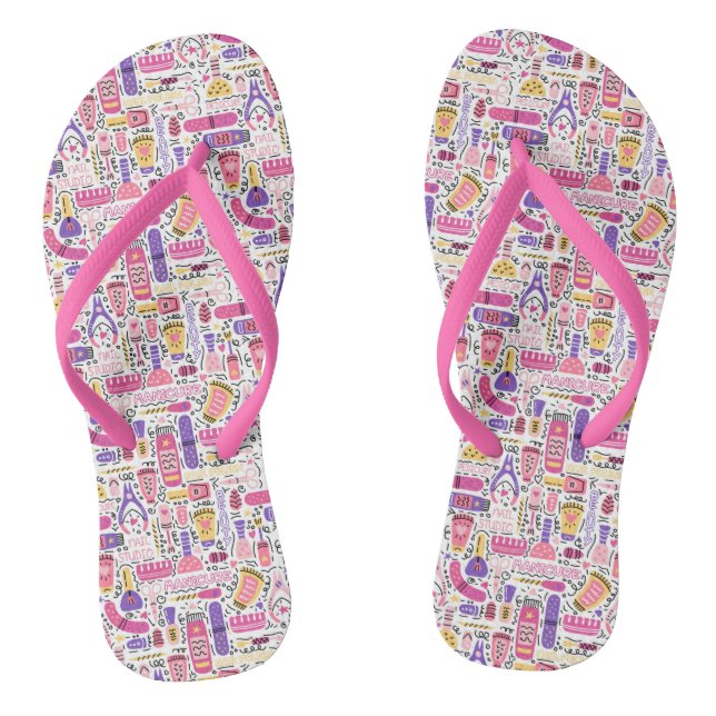 Chanclas Modelo lindo de la manicura del Doodle (Plantilla)