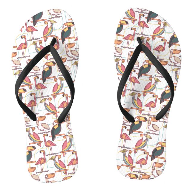 Chanclas Modelo moderno con los pájaros tropicales (Plantilla)