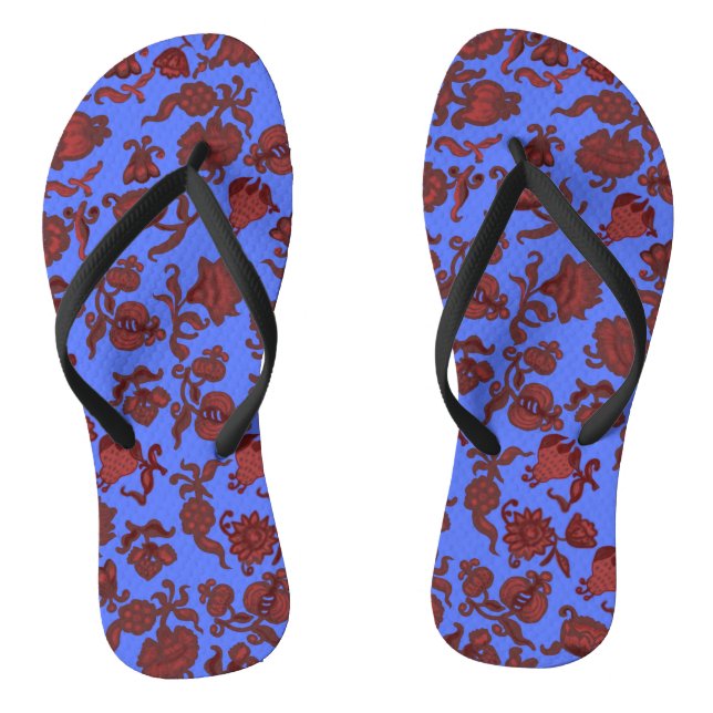 Chanclas Modelo moderno Damasco pintado de rojo rosa azul (Plantilla)