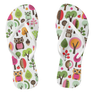 Chanclas modelo retro del búho del árbol rosado de la hoj