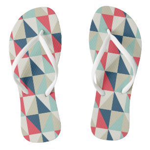 Chanclas Modelo rojo y azul geométrico retro de los