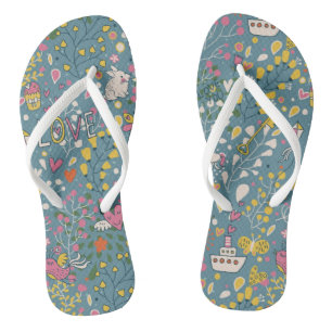 Chanclas Modelo romántico abstracto con el dibujo animado