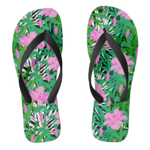 Chanclas Modelo tropical con las flores de la selva