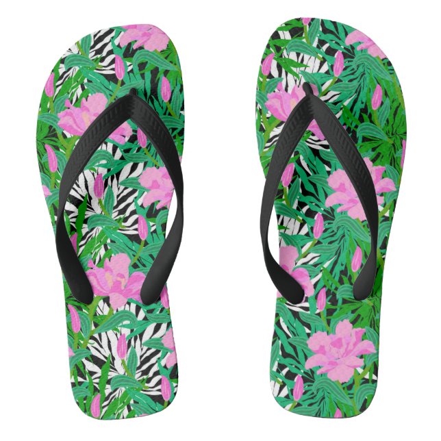 Chanclas Modelo tropical con las flores de la selva (Plantilla)
