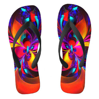 Chanclas Modern Floral Resumen Arte Patrón Azul Rojo #07