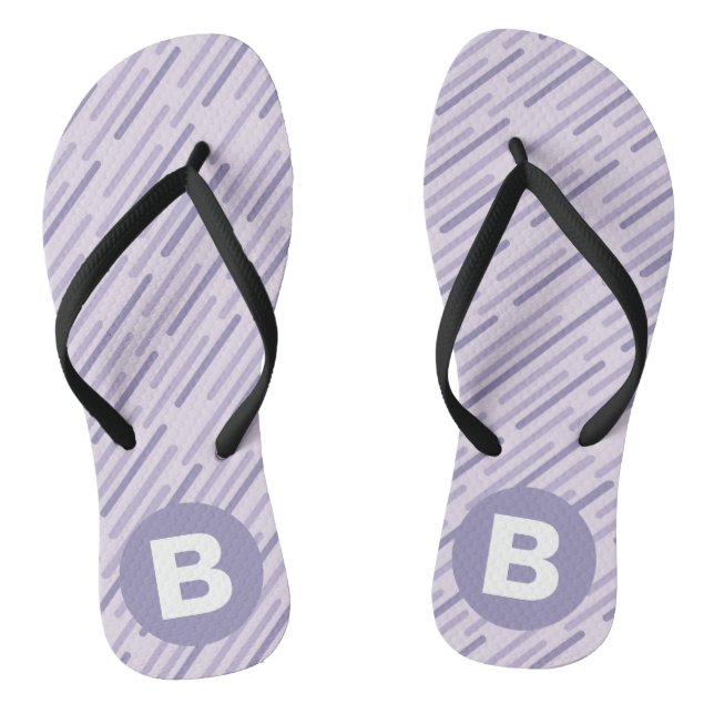 Chanclas Modern Lilac Purple Diagonal Stripes Monogram (Plantilla)