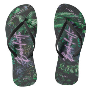 Chanclas Moderna bachelorette de neón violeta y brillante