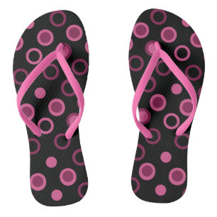 Chanclas Moderno de mediados de siglo rosa, puntos negros y
